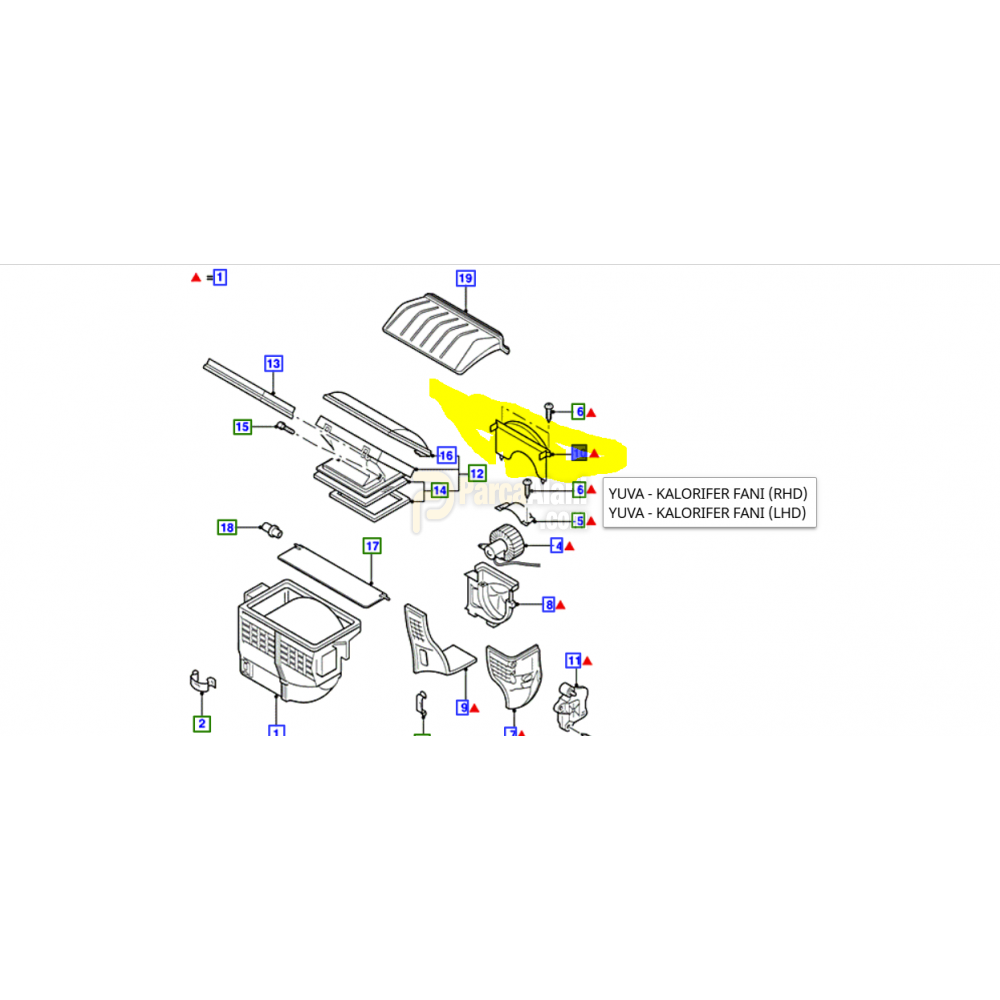 YUVA:KALORIFER MOTORU,UST FORD OTOSAN 96FW 18593 AB